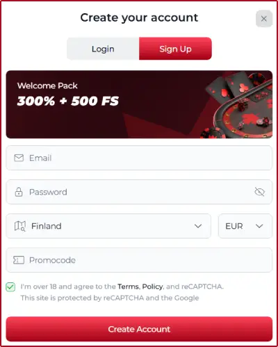 KingPari Casino Registration